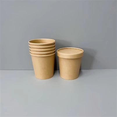 16oz ক্রাফট পেপার স্যুপ কাপ বাউল কন্টেইনার Ø98